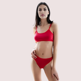 "Full" Coverage Smooth Red Cotton Bra Panty Set