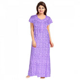 Generic Women's Cotton Printed Maxi Nighty (Lavender)