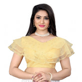 Generic Women's Nylon Diamond Work Readymade Blouse (Beige, Size: Free Size)
