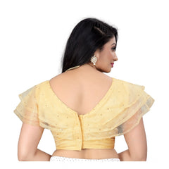 Generic Women's Nylon Diamond Work Readymade Blouse (Beige, Size: Free Size)