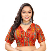 Generic Women's Cotton Blend Plain Readymade Blouse (Red, Size: Free Size)
