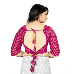 Generic Women's Georgette Embroidery Readymade Blouse (Pink, Size: Free Size)