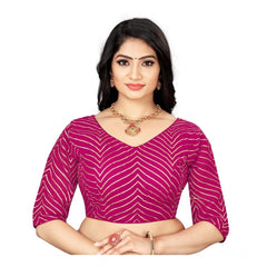 Generic Women's Georgette Embroidery Readymade Blouse (Pink, Size: Free Size)