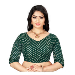 Generic Women's Georgette Embroidery Readymade Blouse (Green, Size: Free Size)