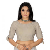 Generic Women's Cotton Thread Work Readymade Blouse (Cream, Size: Free Size)