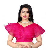 Generic Women's Nylon Diamond Work Readymade Blouse (Pink, Size: Free Size)