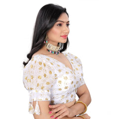 Generic Women's Jimmy Choo Embroidery Readymade Blouse (White, Size: Free Size)