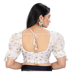 Generic Women's Jimmy Choo Embroidery Readymade Blouse (White, Size: Free Size)