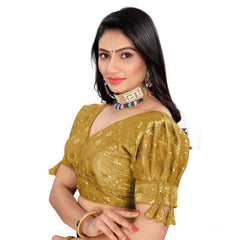 Generic Women's Jimmy Choo Embroidery Readymade Blouse (Gold, Size: Free Size)
