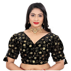Generic Women's Jimmy Choo Embroidery Readymade Blouse (Black, Size: Free Size)