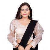 Generic Women's Organza Plain Readymade Blouse (Black, Size: Free Size)
