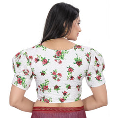 Generic Women's Cotton Blend Floral Readymade Blouse (Green, Size: Free Size)