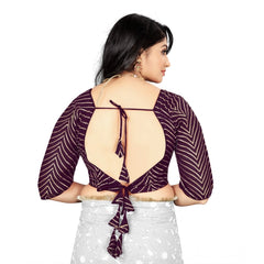 Generic Women's Georgette Embroidery Readymade Blouse (Purple, Size: Free Size)