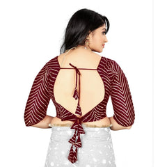 Generic Women's Georgette Embroidery Readymade Blouse (Maroon, Size: Free Size)
