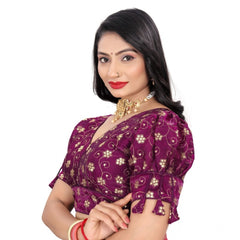 Generic Women's Jimmy Choo Embroidery Readymade Blouse (Purple, Size: Free Size)