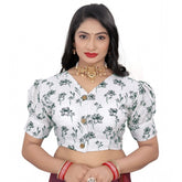 Generic Women's Cotton Blend Floral Readymade Blouse (Black, Size: Free Size)