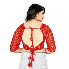 Generic Women's Georgette Embroidery Readymade Blouse (Red, Size: Free Size)