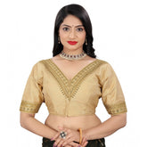 Generic Women's Banglory Embroidery Readymade Blouse (Beige, Size: Free Size)