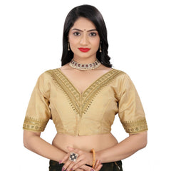 Generic Women's Banglory Embroidery Readymade Blouse (Beige, Size: Free Size)
