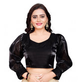 Generic Women's Organza Plain Readymade Blouse (Cream, Size: Free Size)