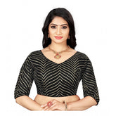 Generic Women's Georgette Embroidery Readymade Blouse (Black, Size: Free Size)