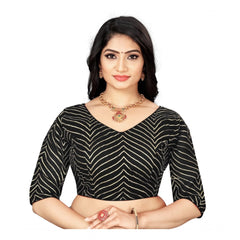 Generic Women's Georgette Embroidery Readymade Blouse (Black, Size: Free Size)