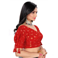 Generic Women's Jimmy Choo Embroidery Readymade Blouse (Red, Size: Free Size)