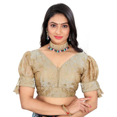 Generic Women's Jimmy Choo Embroidery Readymade Blouse (Beige, Size: Free Size)