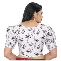 Generic Women's Cotton Blend Floral Readymade Blouse (Black, Size: Free Size)