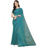 Generic Women's Silk Blend Embellished Saree With Unstitched Blouse 5.5Mtr (Blue)