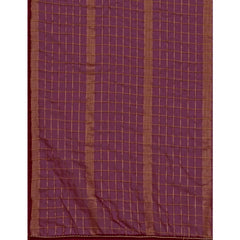 Generic Women's Silk Blend Checkered Saree With Unstitched Blouse 5.5Mtr (Maroon)