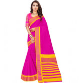 Generic Women's Jacquard Woven Saree With Unstitched Blouse 5.5Mtr (Pink)