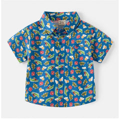 Generic Boy's Cotton Blend Printed Short Sleeve Shirt (MultiColor)