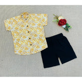 Generic Boy's Cotton Blend Printed Short Sleeve Shirt and Shorts Set (MultiColor)