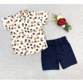 Generic Boy's Cotton Blend Printed Short Sleeve Shirt and Shorts Set (MultiColor)