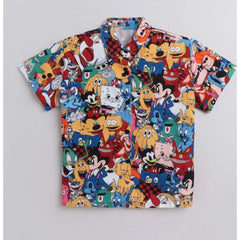 Generic Boy's Lycra Blend Printed Short Sleeve Shirt and Shorts Set (MultiColor)
