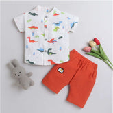 Generic Boy's Cotton Blend Printed Short Sleeve Shirt and Shorts Set (MultiColor)