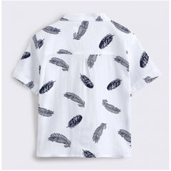 Generic Boy's Cotton Blend Printed Short Sleeve Shirt and Shorts Set (White)