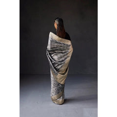 Generic Women's Silk Printed Saree With Unstitched Blouse 5.5Mtr (Grey)