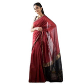 Generic Women's Cotton Printed Saree With Unstitched Blouse 5.5Mtr (Red)
