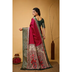 Generic Women's Soft Dola Cotton Kalamkari Printed Saree With Unstitched Blouse 5.5Mtr (Maroon)
