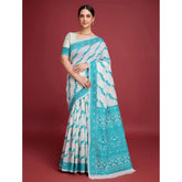 Generic Women's Jamdani Cotton Silk Printed Saree With Unstitched Blouse 5.5Mtr (Rama)