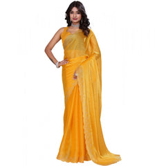 Generic Women's Jimmy choo Embellished Bollywood Saree With Unstitched Blouse 5.5Mtr (Mustard)