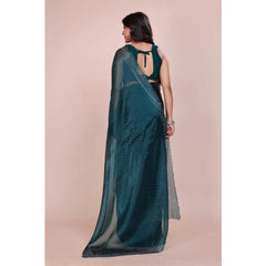 Generic Women's Jimmy choo Embellished Bollywood Saree With Unstitched Blouse 5.5Mtr (Green)