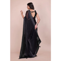 Generic Women's Jimmy choo Embellished Bollywood Saree With Unstitched Blouse 5.5Mtr (Black)
