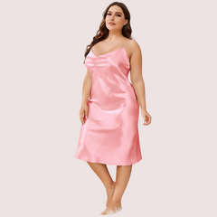 Plus Size Solid Satin Slip Dress (4XL–5XL)