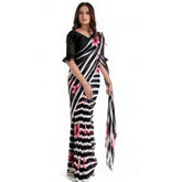 Generic Women's Georgette Printed Saree With Unstitched Blouse 5.5Mtr (Pink)