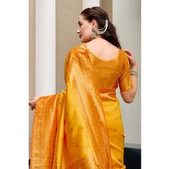 Generic Women's Silk Blend Zari Woven Saree With Unstitched Blouse 5.5Mtr (Mustard)