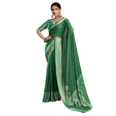 Generic Women's Georgette Weaving Saree With Unstitched Blouse 5.5Mtr (Green)