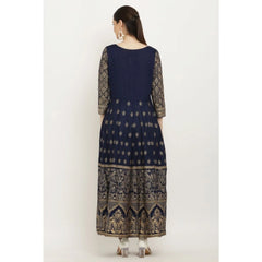 Generic Women's Casual Rayon 3-4th Sleeves Anarkali Kurti (Blue)